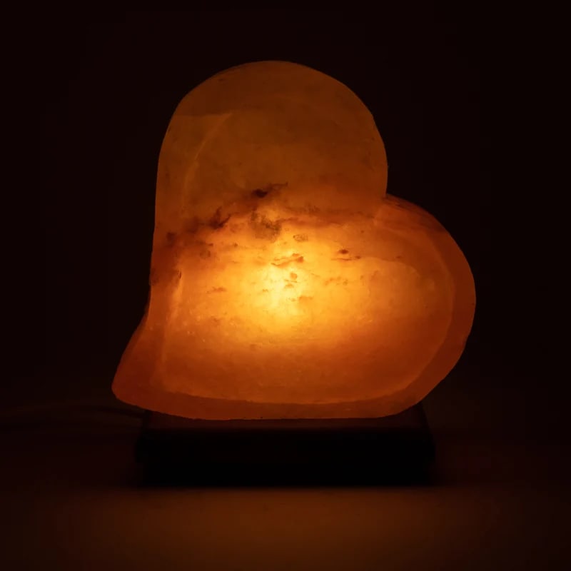 Lampada di sale con LED - Doppio Cuore