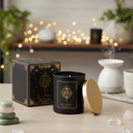 Candela d’Intenti in Vetro con Pietre - Eye of Providence - 200 gr | Salvia & Tè Bianco