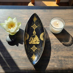 Brucia Incensi Smaltato in Alluminio - Oro e Nero | Buddha
