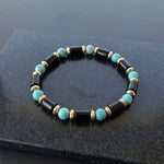 Braccialetto con Onice Nero e Howlite Turchese | Equilibrio Comunicativo - Protezione e Radicamento - Contro Ansia e Stress