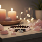 Braccialetto con Granato e Quarzo Rosa - Cuore | Vitalità - Sicurezza - Armonia Emotiva