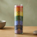 Candela 7 Chakra con Oli Essenziali - 790 gr | Caprifoglio e Cedro