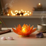 Loto Illuminazione d’Atmosfera in Conchiglia Capiz | Arancione con Bordo Oro