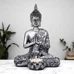 Statua Buddha Argento con Portalumino
