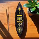 Brucia Incensi Smaltato in Legno di Mango | Tripla Luna