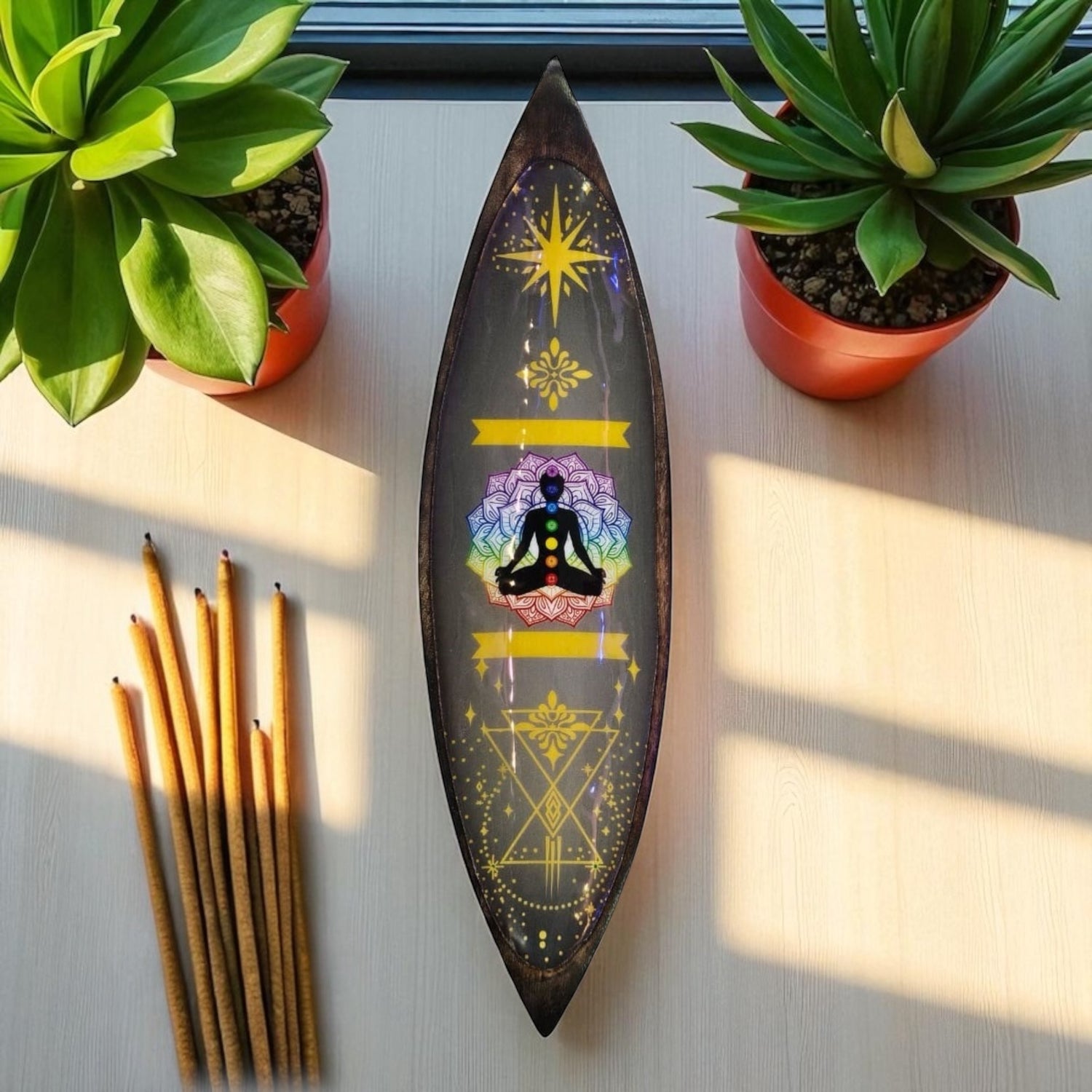 Brucia Incensi Smaltato – Legno di Mango - Chakra