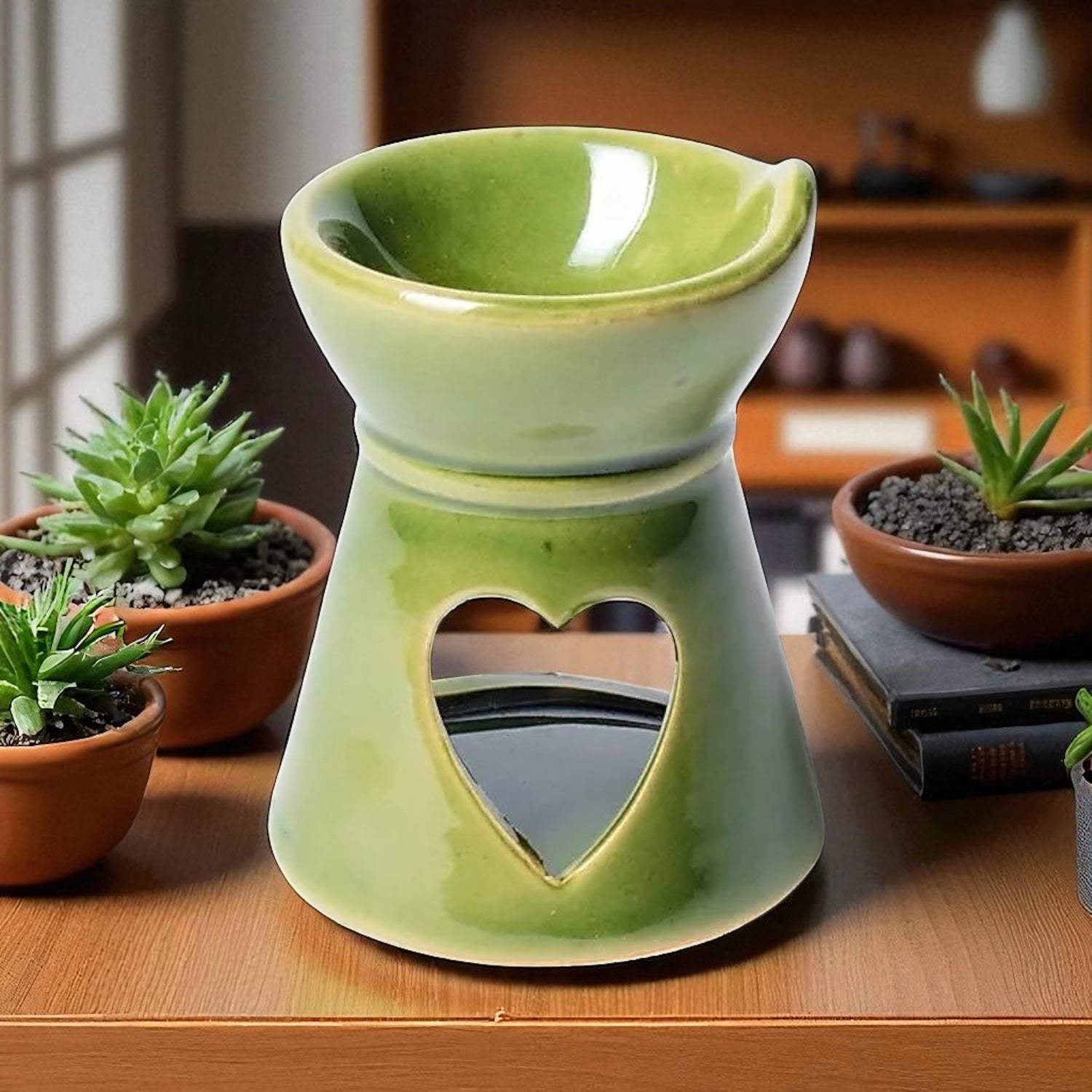 Brucia Essenze in Ceramica - Cuore - Verde