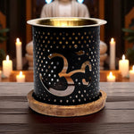 Brucia Essenze in Metallo con Base in Legno | Simbolo Om