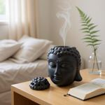 Brucia Essenze in Ceramica Nero | Testa di Buddha