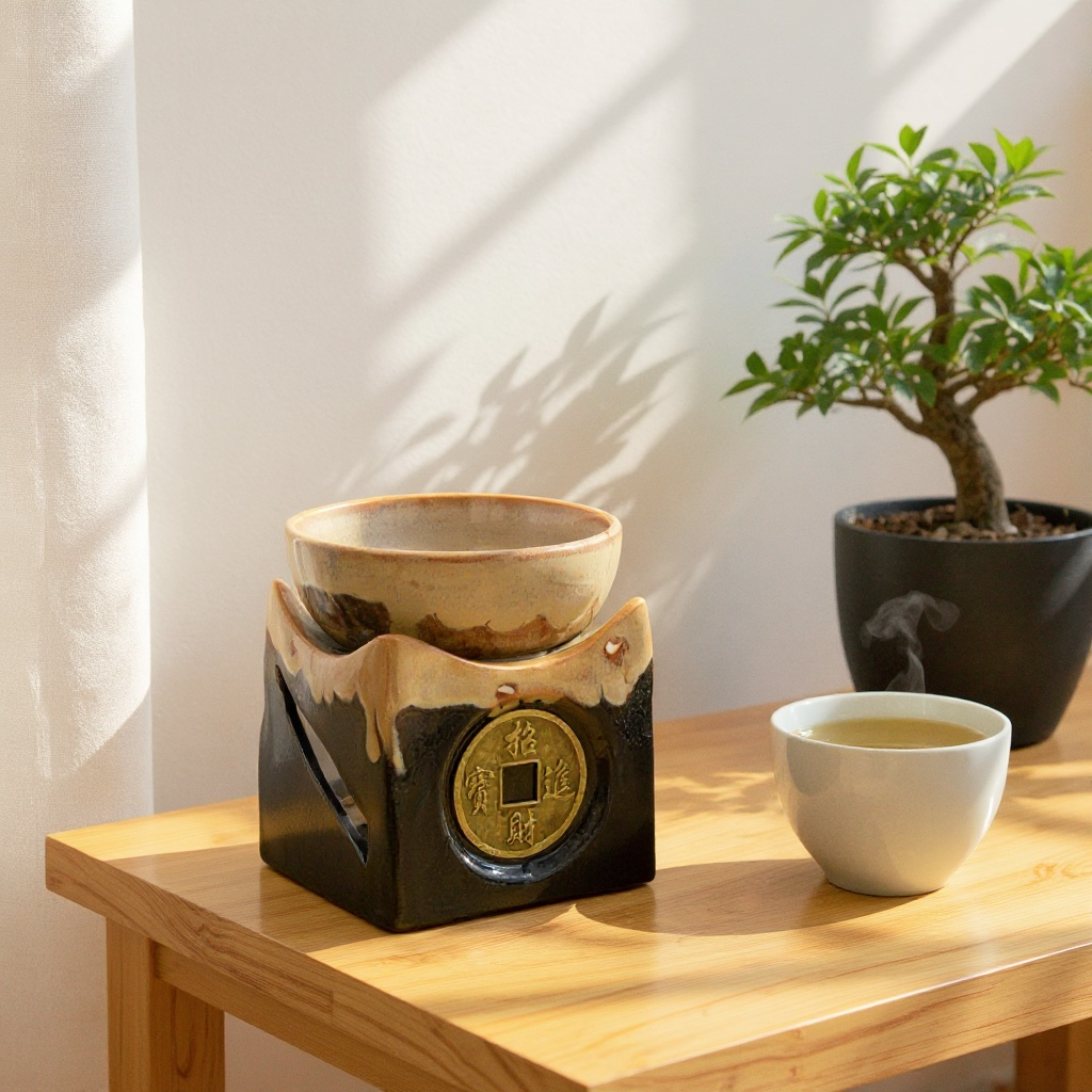 Brucia Essenze in Ceramica Marrone | Moneta della Fortuna