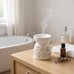 Brucia Essenze Bianco in Ceramica | Margherite Intagliate