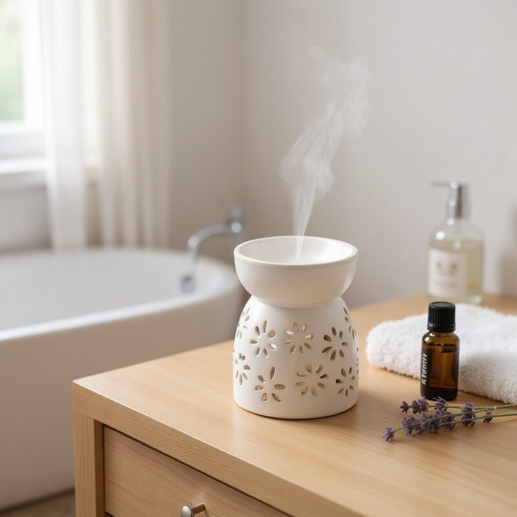 Brucia Essenze in Ceramica Bianco | Margherite Intagliate