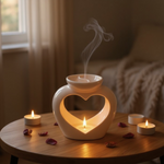 Brucia Essenze in Ceramica Grigio - Piattino Doppio | Love