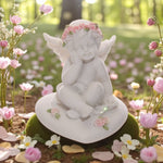 Cherubino Seduto con Rose Rosa – Statuetta in Resina | 4 stili