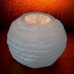 Porta Candela in Selenite – Sfera | Luce Calda e Avvolgente