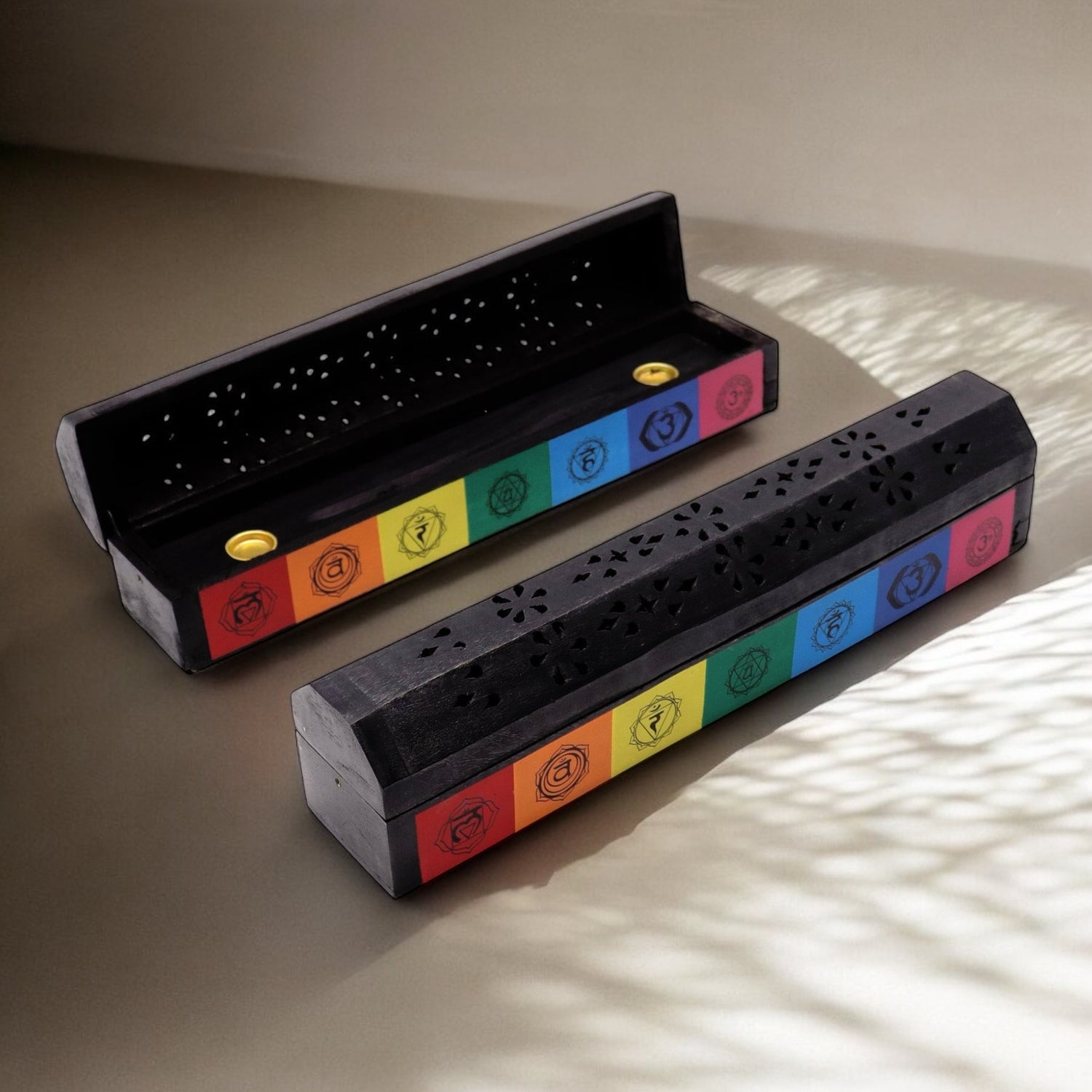 Smoke Box Colorati - 7 Chakra | Porta Incenso in Legno