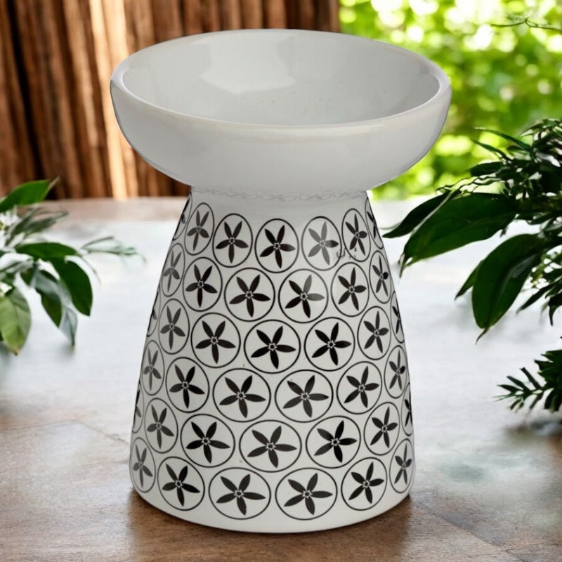 Brucia Essenze in Ceramica - Fantasia Floreale - Bianco