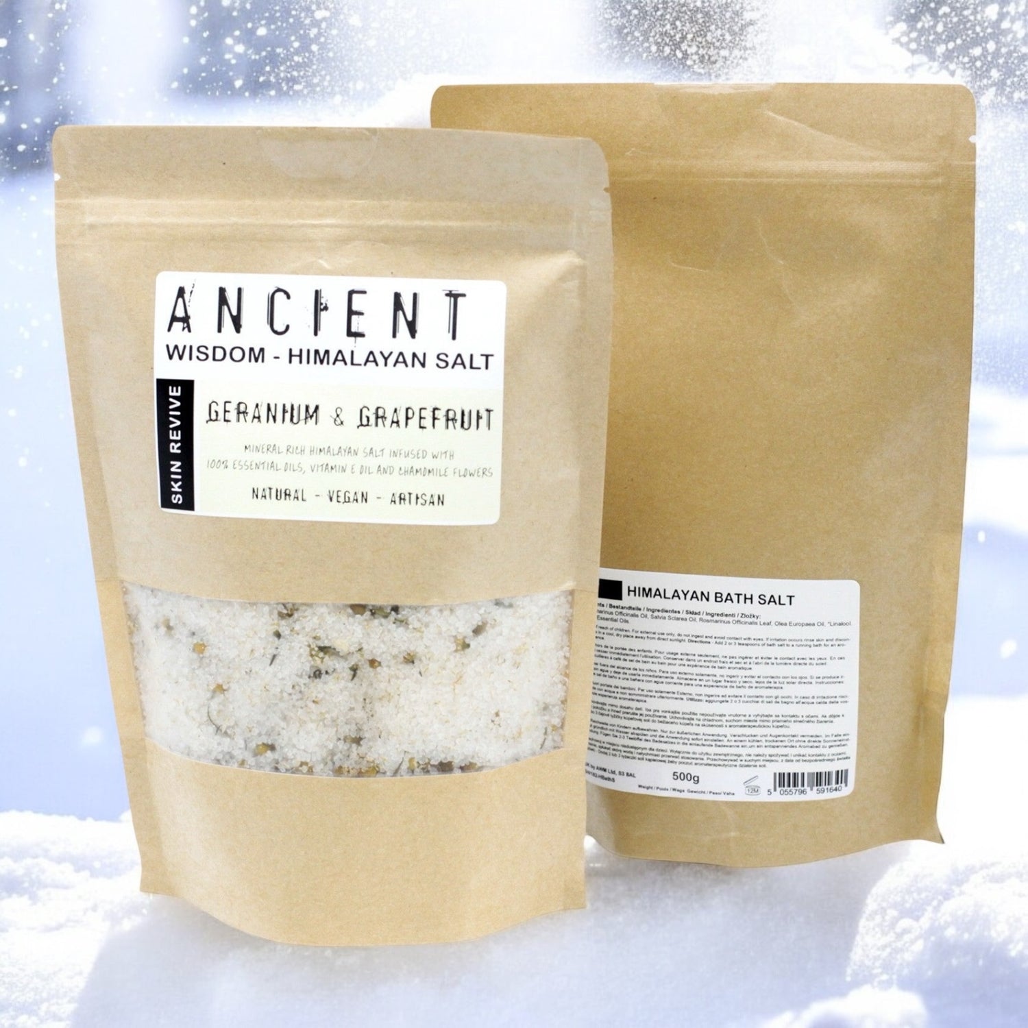 Mix di Sali Himalayani 500g - Rivitalizzante | Oli Essenziali di Geranio e Pompelmo