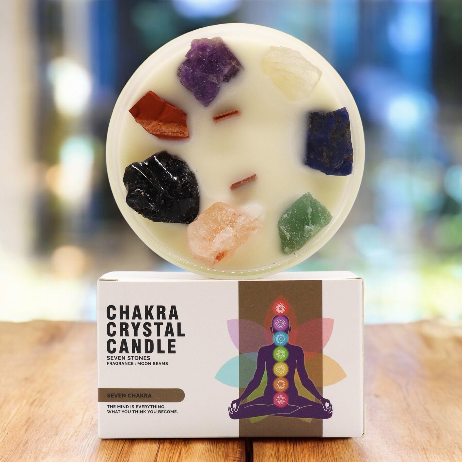 Candela Cristallo Chakra Grande - Sette Chakra | Equilibrio e Armonia