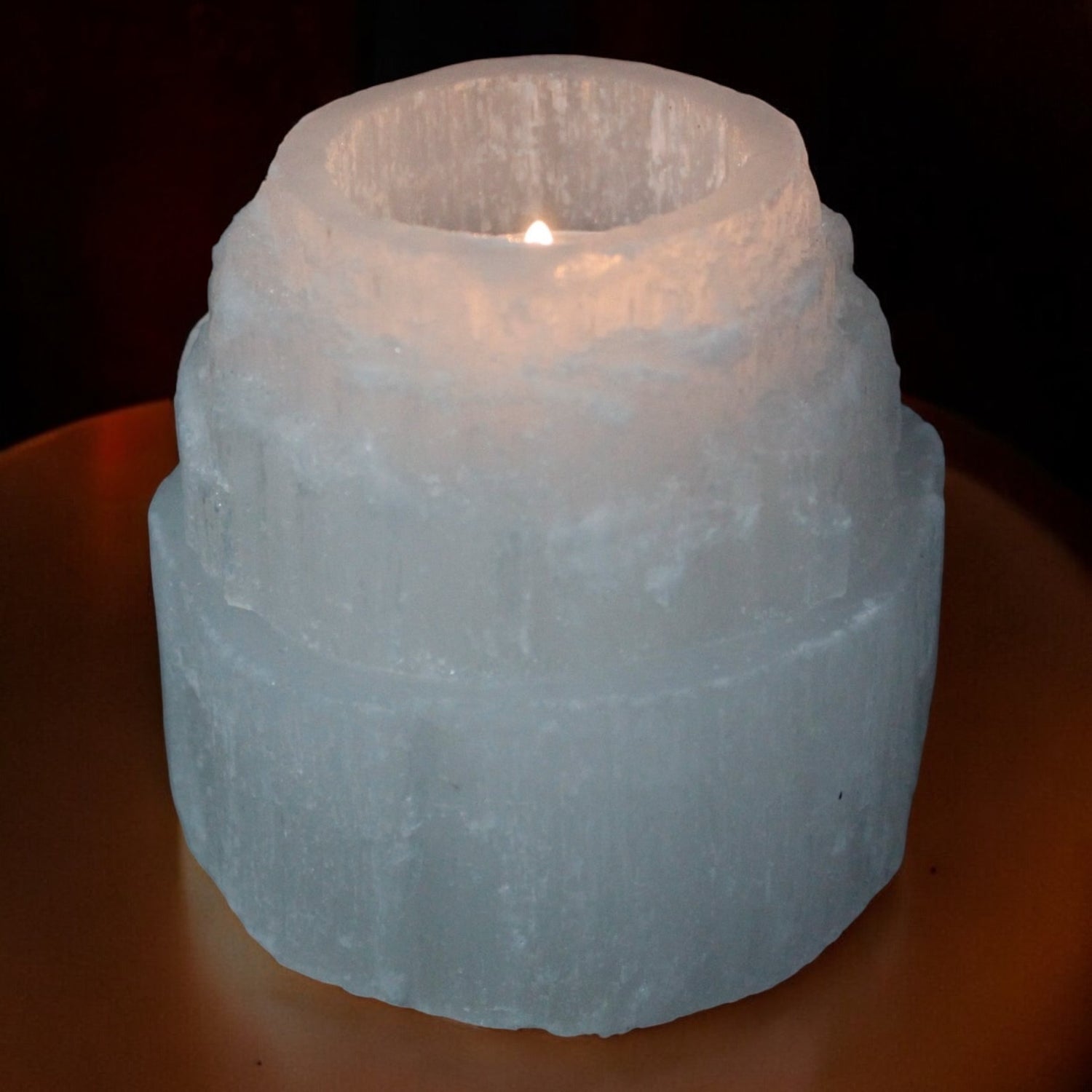Portacandela in Selenite - Montagna | Atmosfera Mistica e Naturale