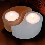Portacandela in Selenite - Yin Yang | Armonia ed Energia