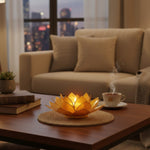 Loto Illuminazione d’Atmosfera in Conchiglia Capiz | Giallo con Bordo Oro