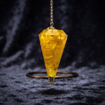 Pendolo in Orgonite con Quarzo Citrino Sfaccettato