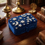 Scatola porta Gioielli/Tarocchi in Velluto Blu | Luna e Stelle