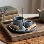 Supporto per Palo Santo, Smudge e Incensi - Verde/Azzurro | Fiore di Loto