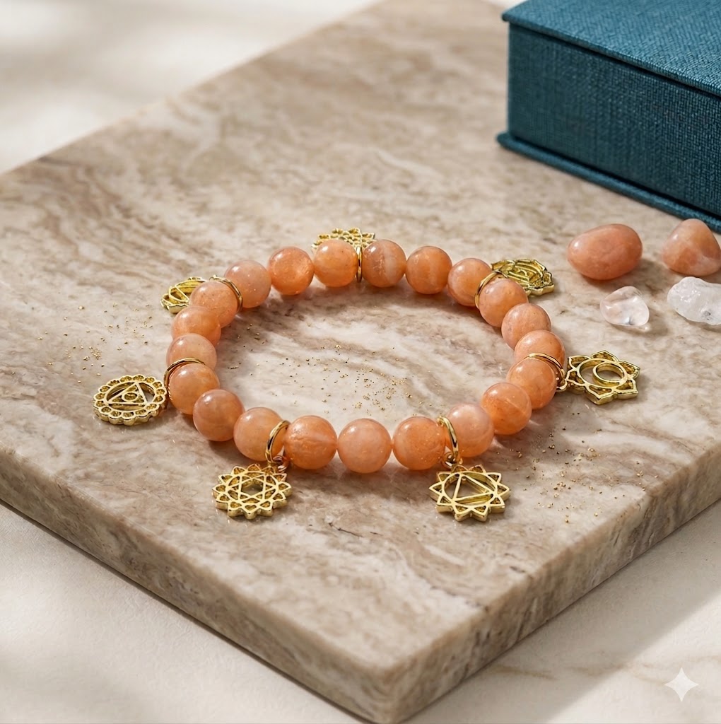 Braccialetto con Pietra del Sole - 7 Chakra | Gioia e Ottimismo - Migliora l'Umore - Aumenta la Fiducia