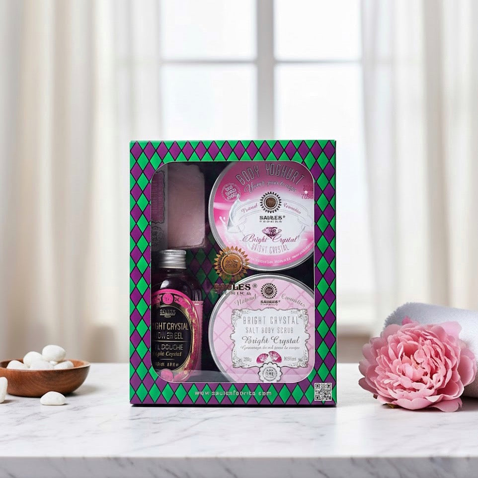 Set Regalo Bright Crystal – Doccia, Scrub, Yogurt Corpo e Sapone Naturale