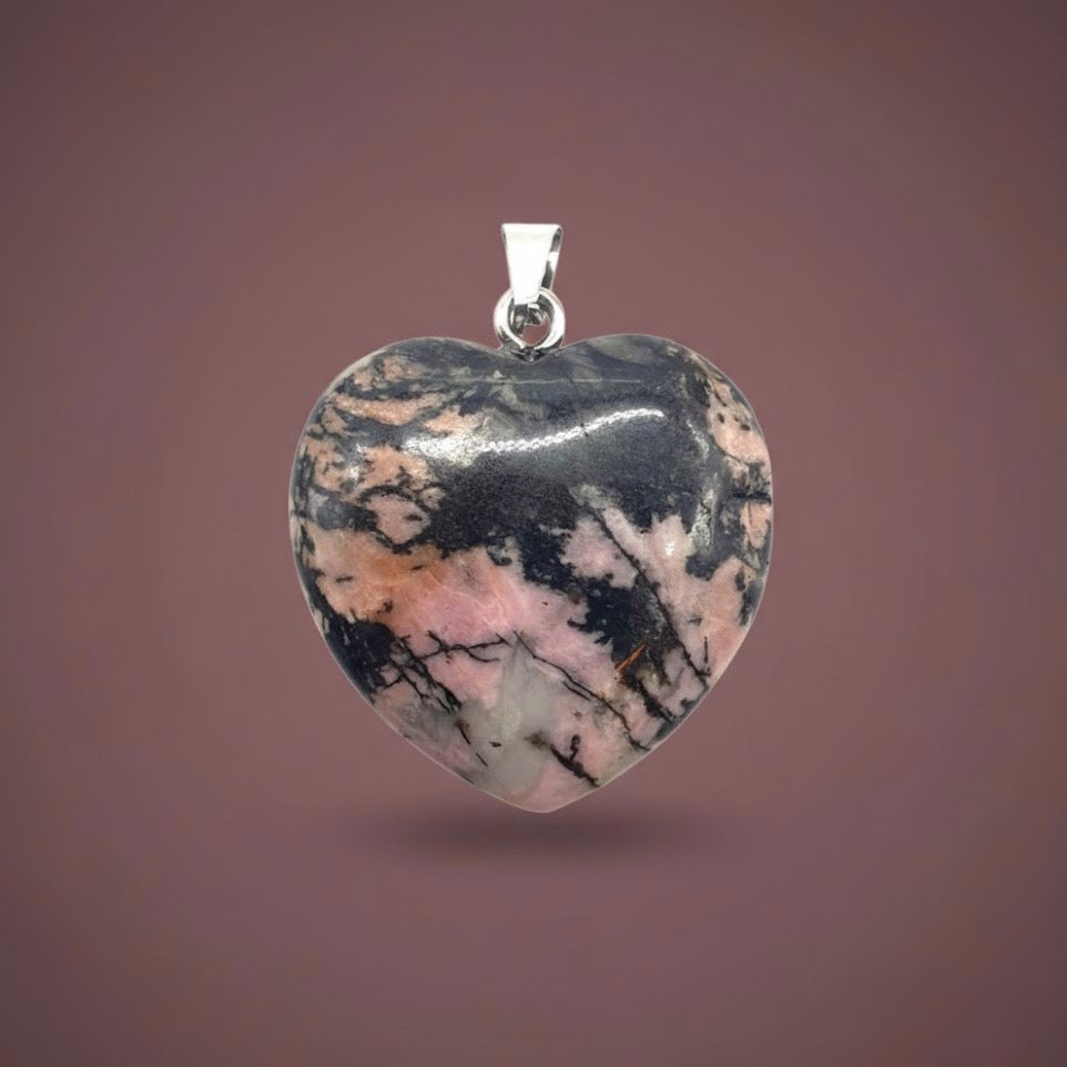Ciondolo con Rodonite - Cuore | Guarigione Emotiva - Equilibrio e Calma - Armonia nelle Relazioni