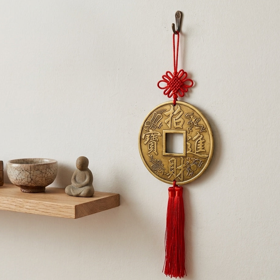 Amuleto Feng Shui con Moneta Portafortuna