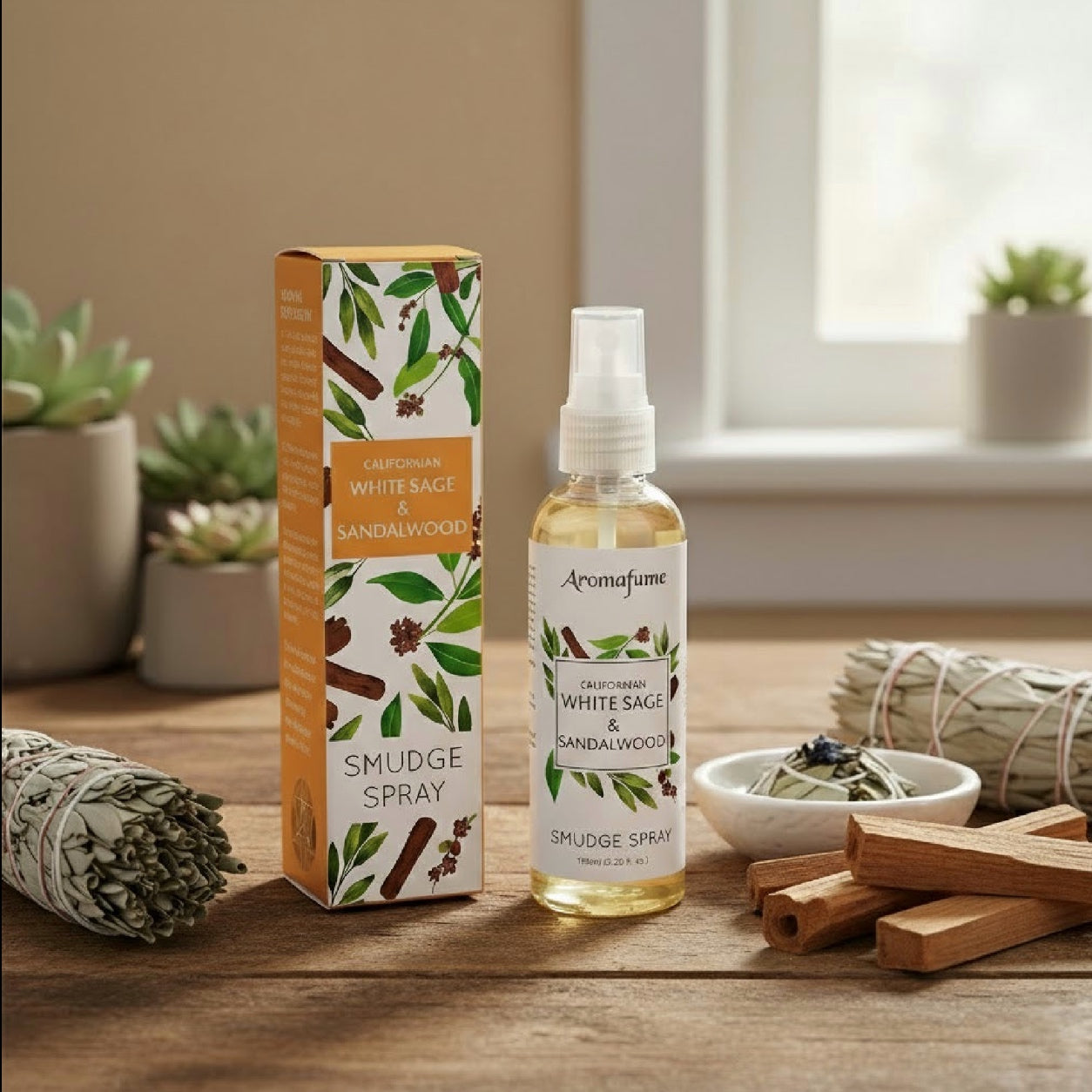 Smudge Spray Salvia Bianca e Sandalo Aromafume - 100 ml | Calmante e Purificante
