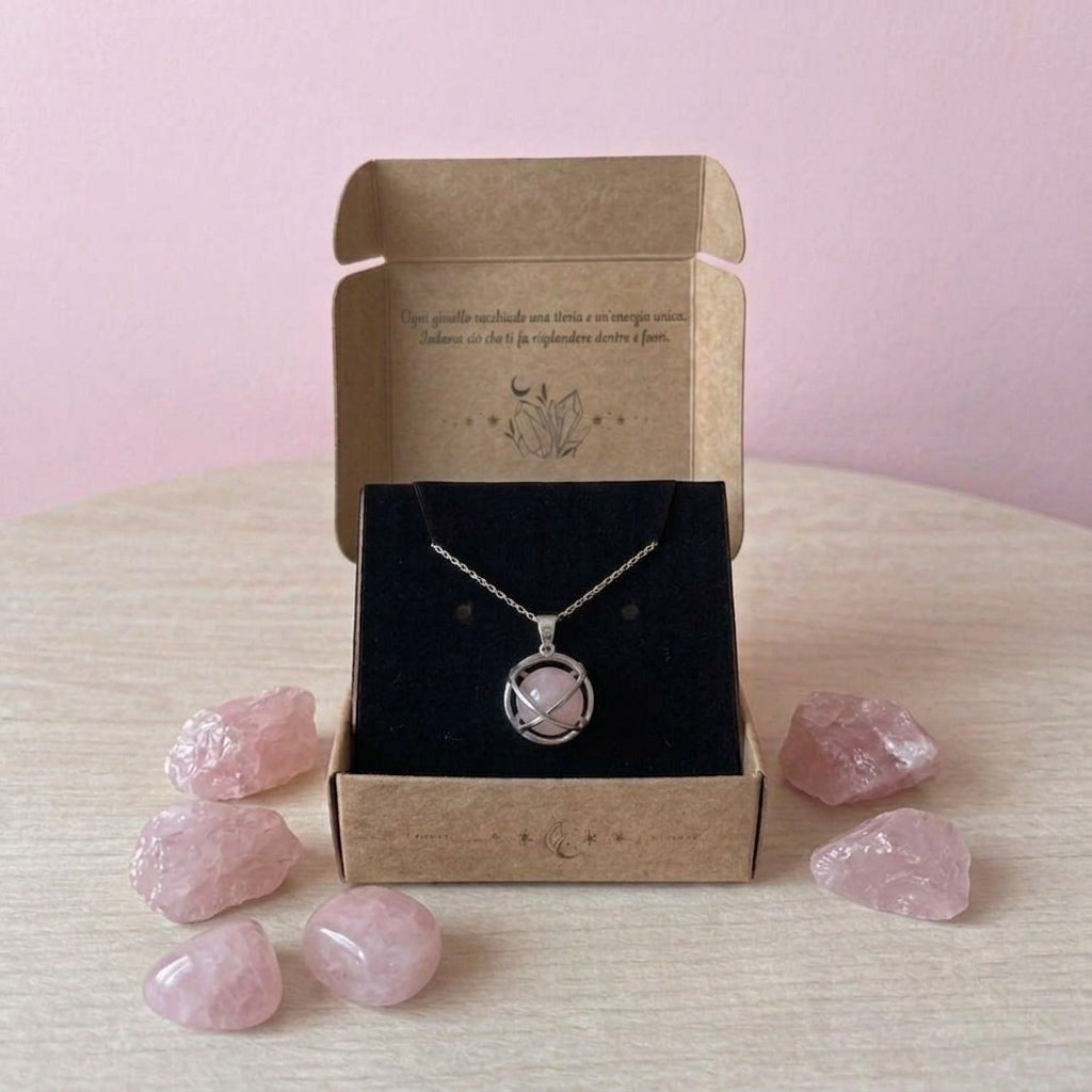Collana Genesa con Quarzo Rosa