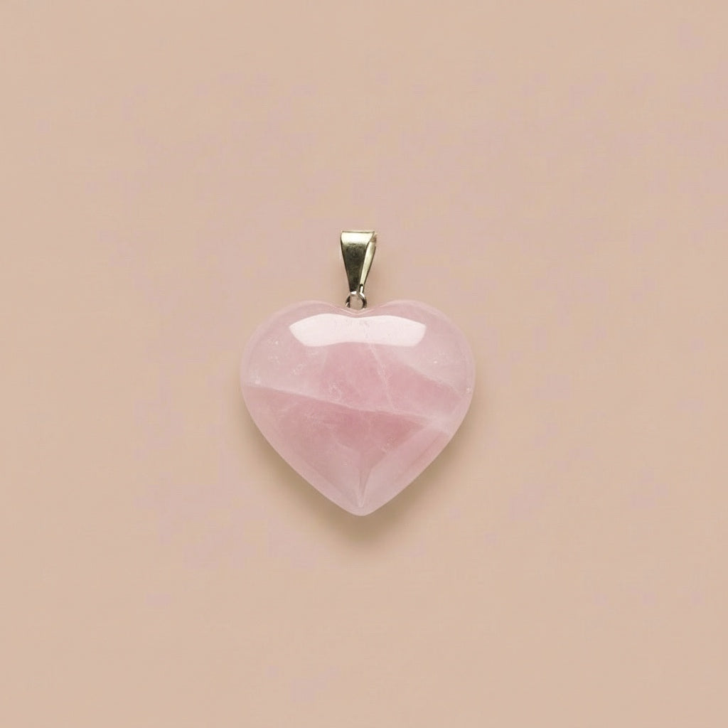 Ciondolo con Quarzo Rosa - Cuore | Calma & Armonia - Guarigione Emotiva - Accettazione di Sé