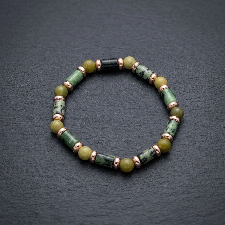 Braccialetto con Zoisite e Serpentino | Rigenerazione e Vitalità - Equilibrio Mente/Corpo - Crescita Spirituale