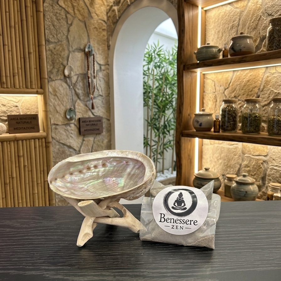 Treppiede con Conchiglia Abalone per Smudge | Multicolore