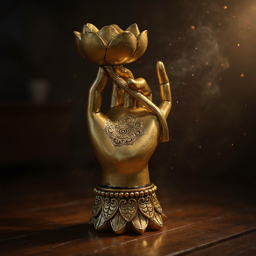 Portacandela Varada Mudra con Loto - Oro | Purezza e Armonia