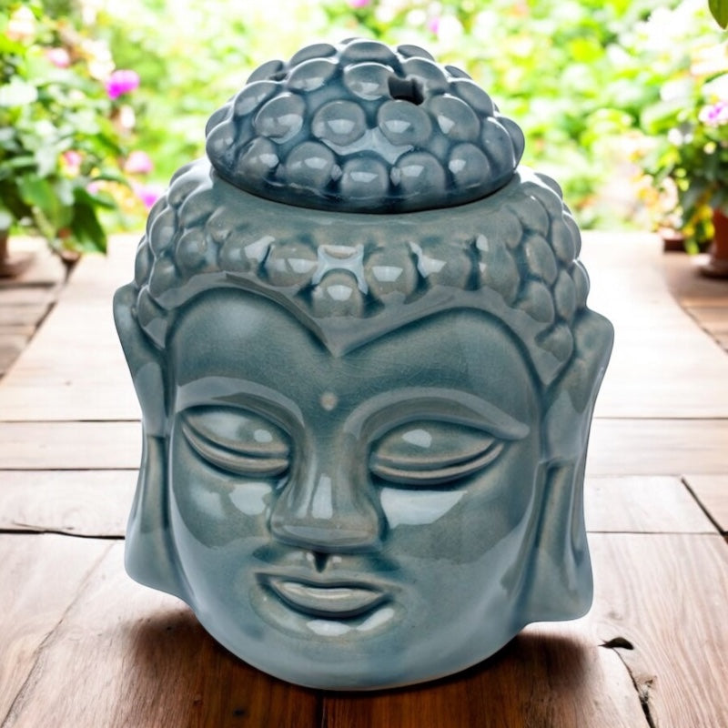 Brucia Essenze in Ceramica – Testa di Buddha Thailandese - Verde