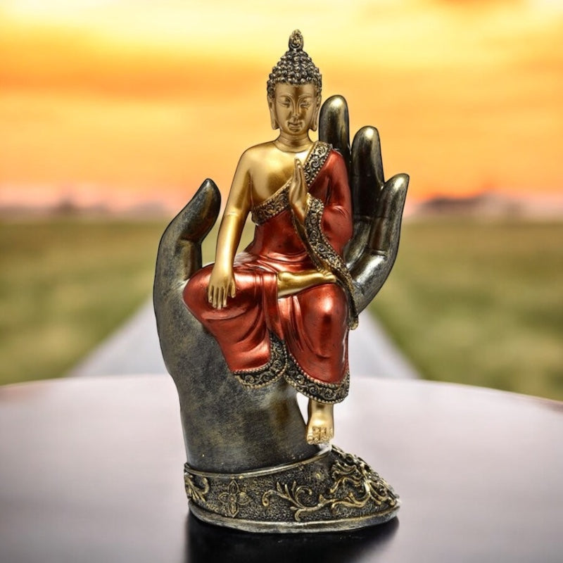 Statua Buddha Thailandese | Seduto su Mano Oro e Rosso