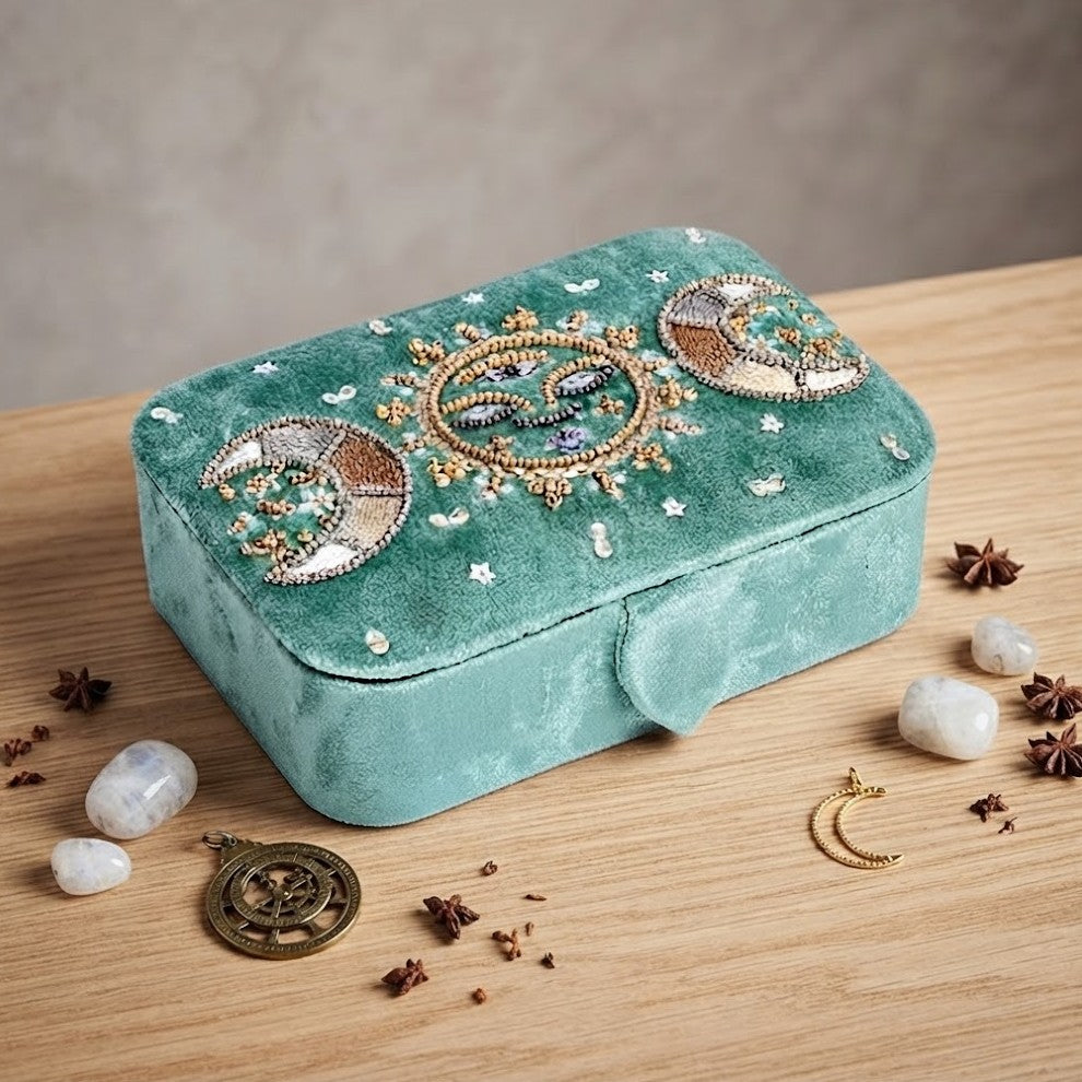 Scatola porta Gioielli in Velluto Verde | Triplice Luna
