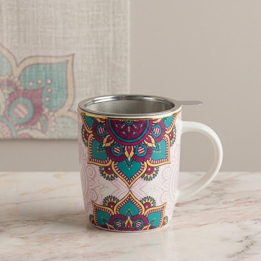 Tazza con Infusore | Mandala Turchese